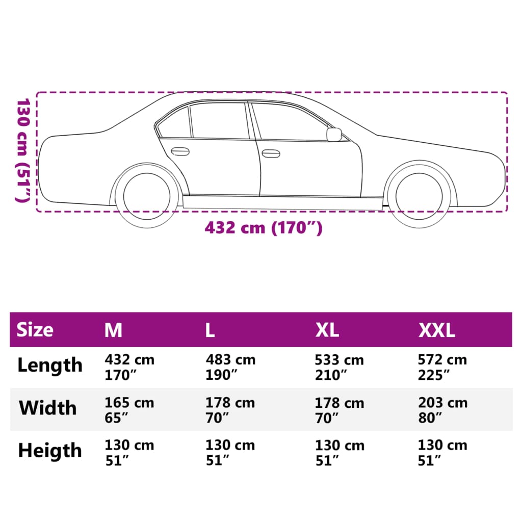 vidaXL Autohoes voor sedan met gespriemen M volledig zilverkleurig