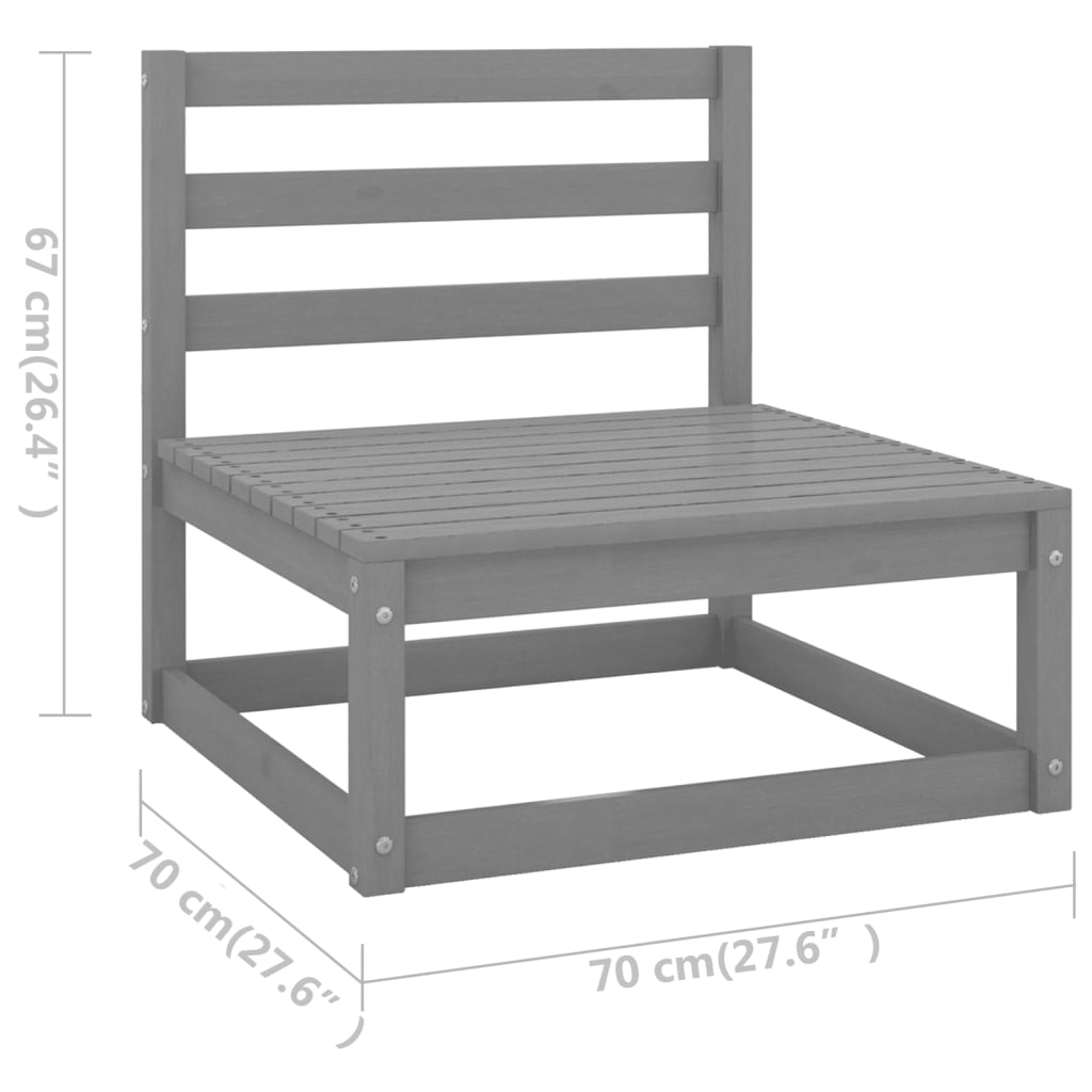 vidaXL 4-delige Loungeset massief grenenhout grijs