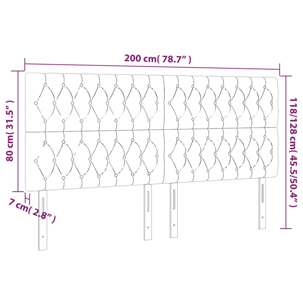 vidaXL Hoofdborden 4 st 100x7x78/88 cm fluweel zwart