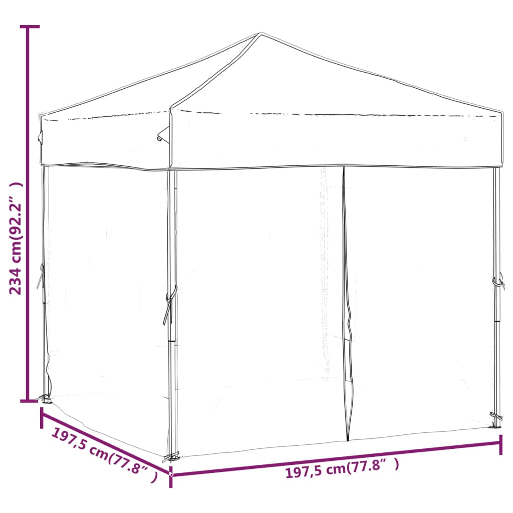 vidaXL Partytent inklapbaar met zijwanden 2x2 m antracietkleurig