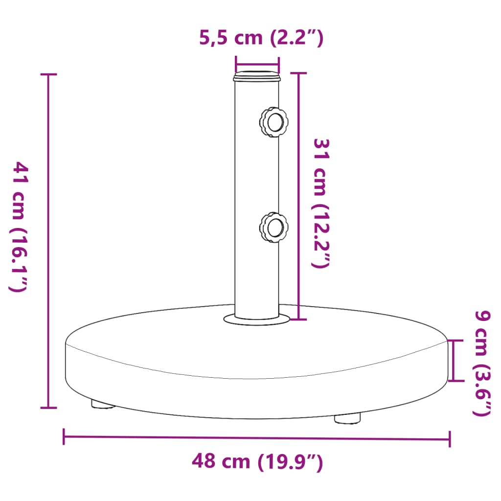 vidaXL Parasolvoet voor stokken van Ø32/38/48 mm 25 kg rond