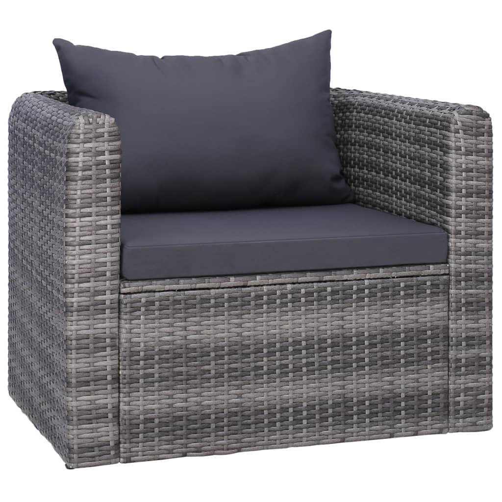 vidaXL 7-delige Loungeset met kussens poly rattan grijs