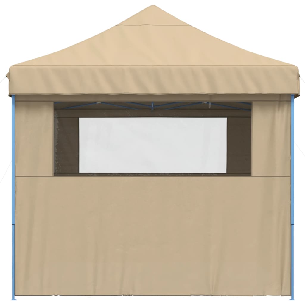 vidaXL Partytent inklapbaar pop-up met 4 zijwanden beige