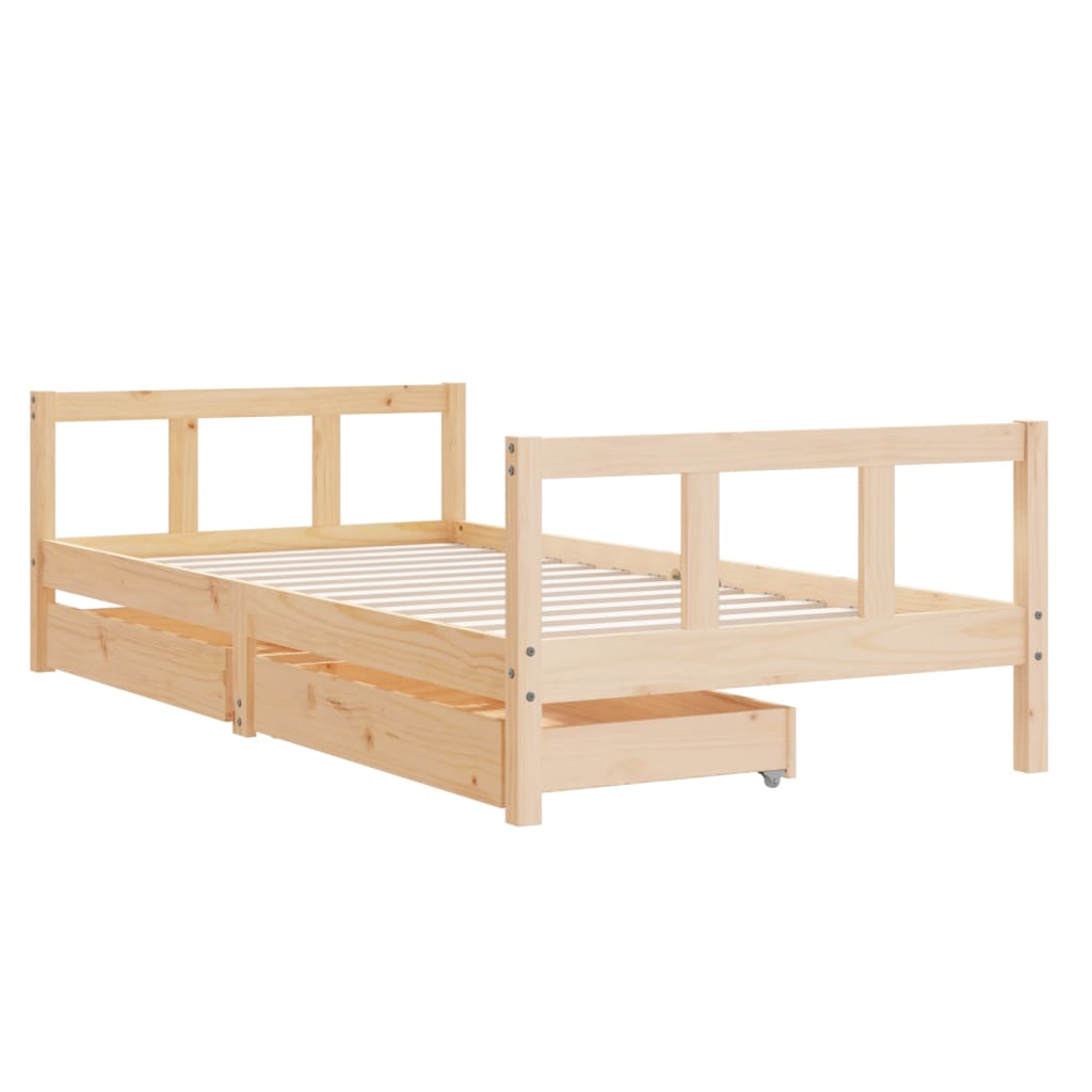 vidaXL Kinderbedframe met lades 90x190 cm massief grenenhout