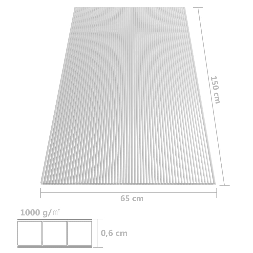 vidaXL Polycarbonaatplaten 2 st 6 mm 150x65 cm