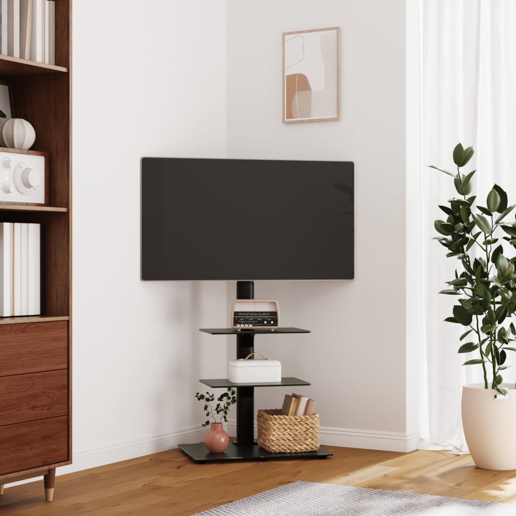 vidaXL Tv-standaard hoekmodel 3-laags voor 32-65 inch zwart