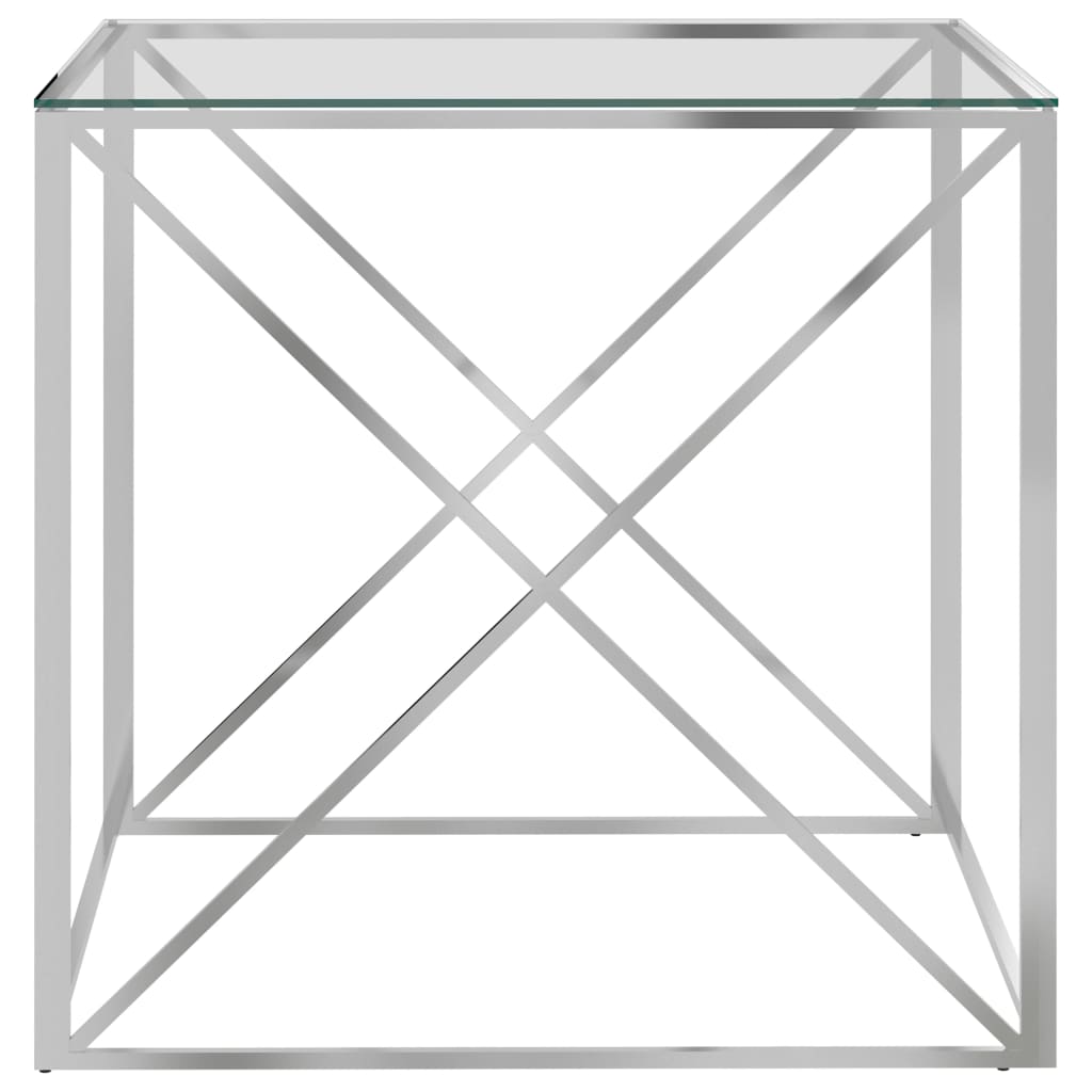 vidaXL Salontafel 55x55x55 cm roestvrij staal en glas zilverkleurig
