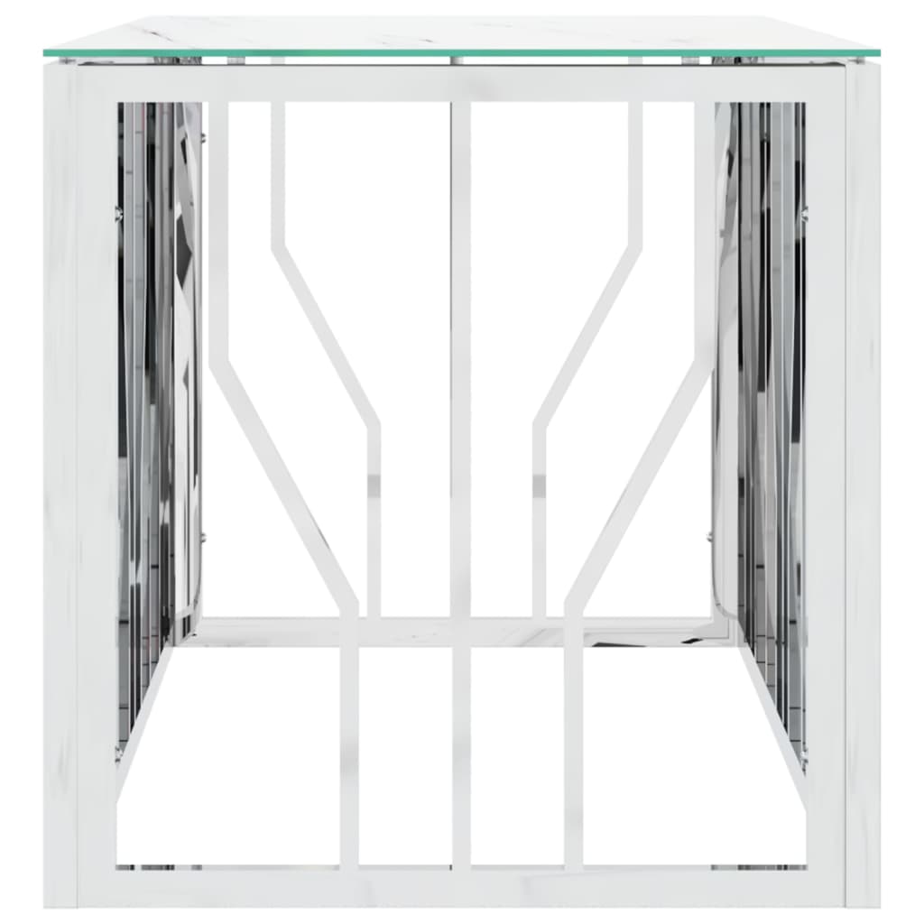 vidaXL Salontafel 110x45x45 cm roestvrij staal en glas zilverkleurig