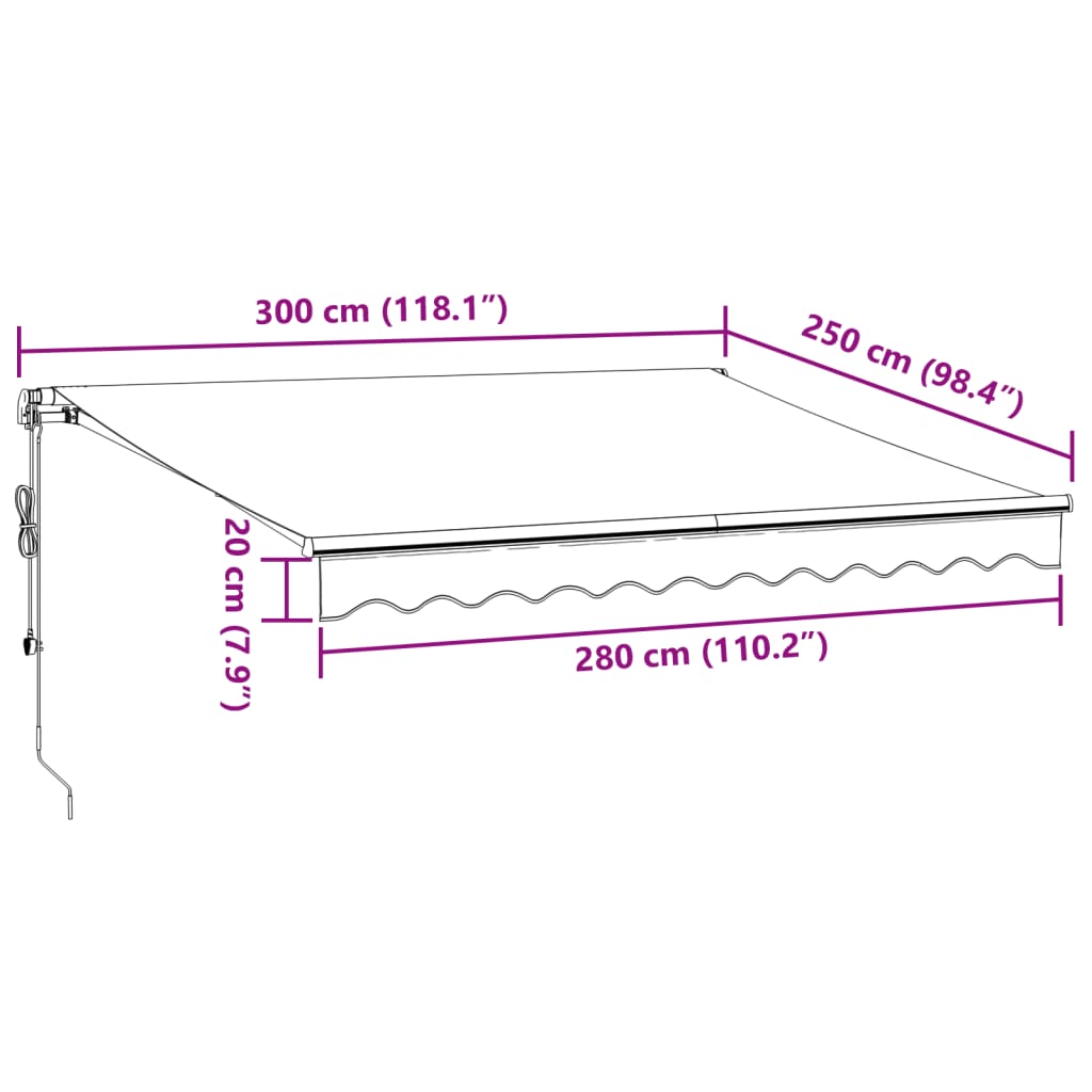 vidaXL Luifel automatisch uittrekbaar 300x250 cm bruin