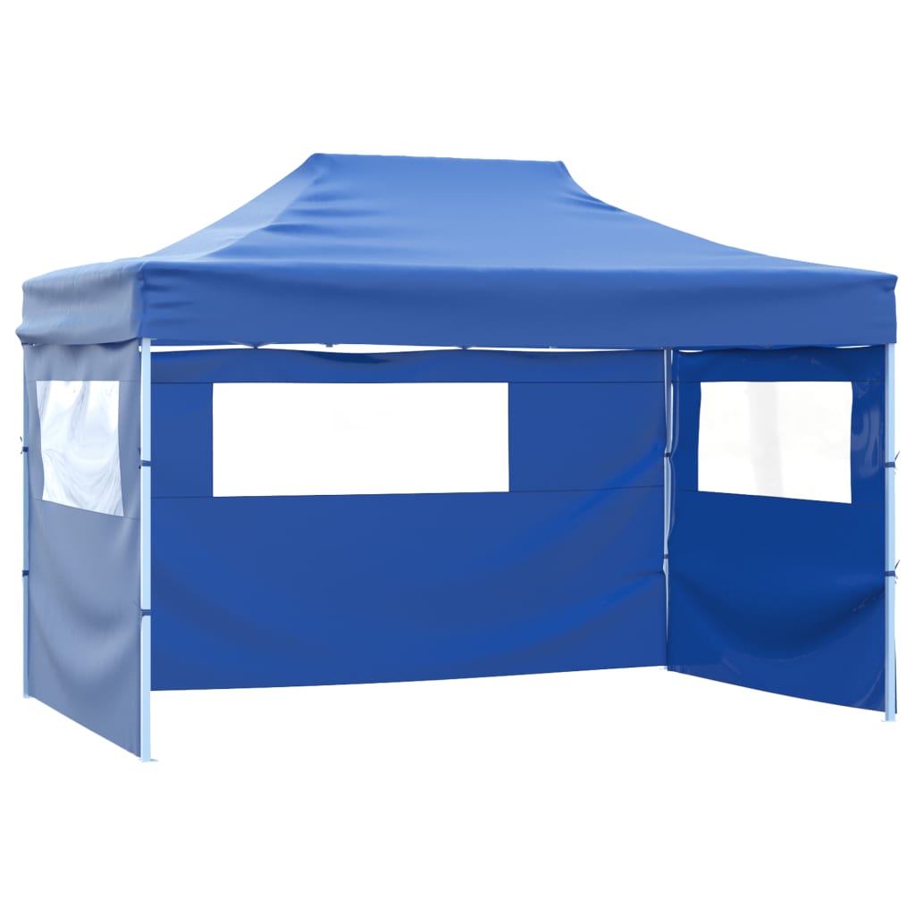 vidaXL Partytent met 3 zijwanden inklapbaar 3x4 m staal blauw