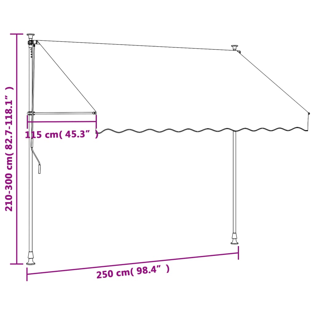 vidaXL Luifel uittrekbaar 250x150 cm stof en staal crèmekleurig