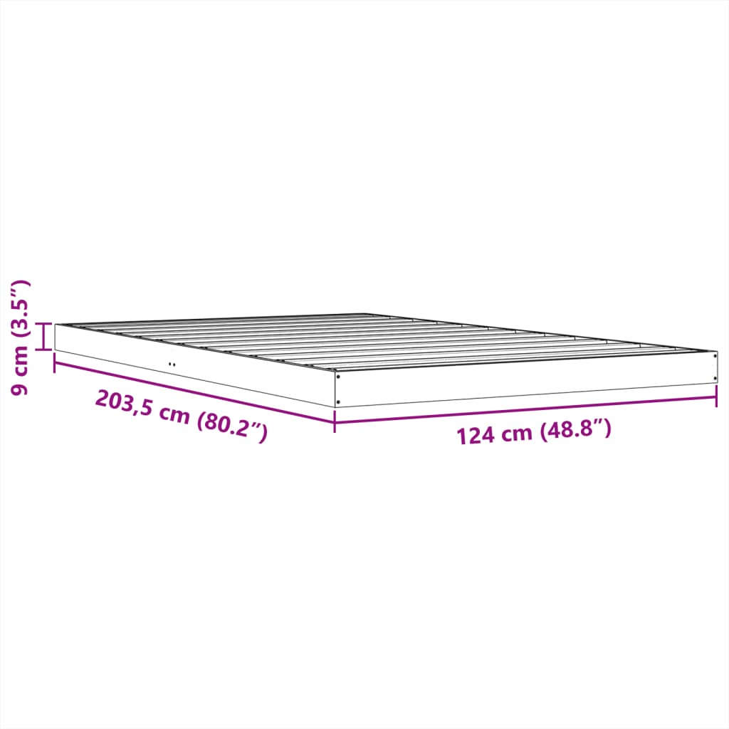 vidaXL Bedframe massief grenenhout wasbruin 120x200 cm