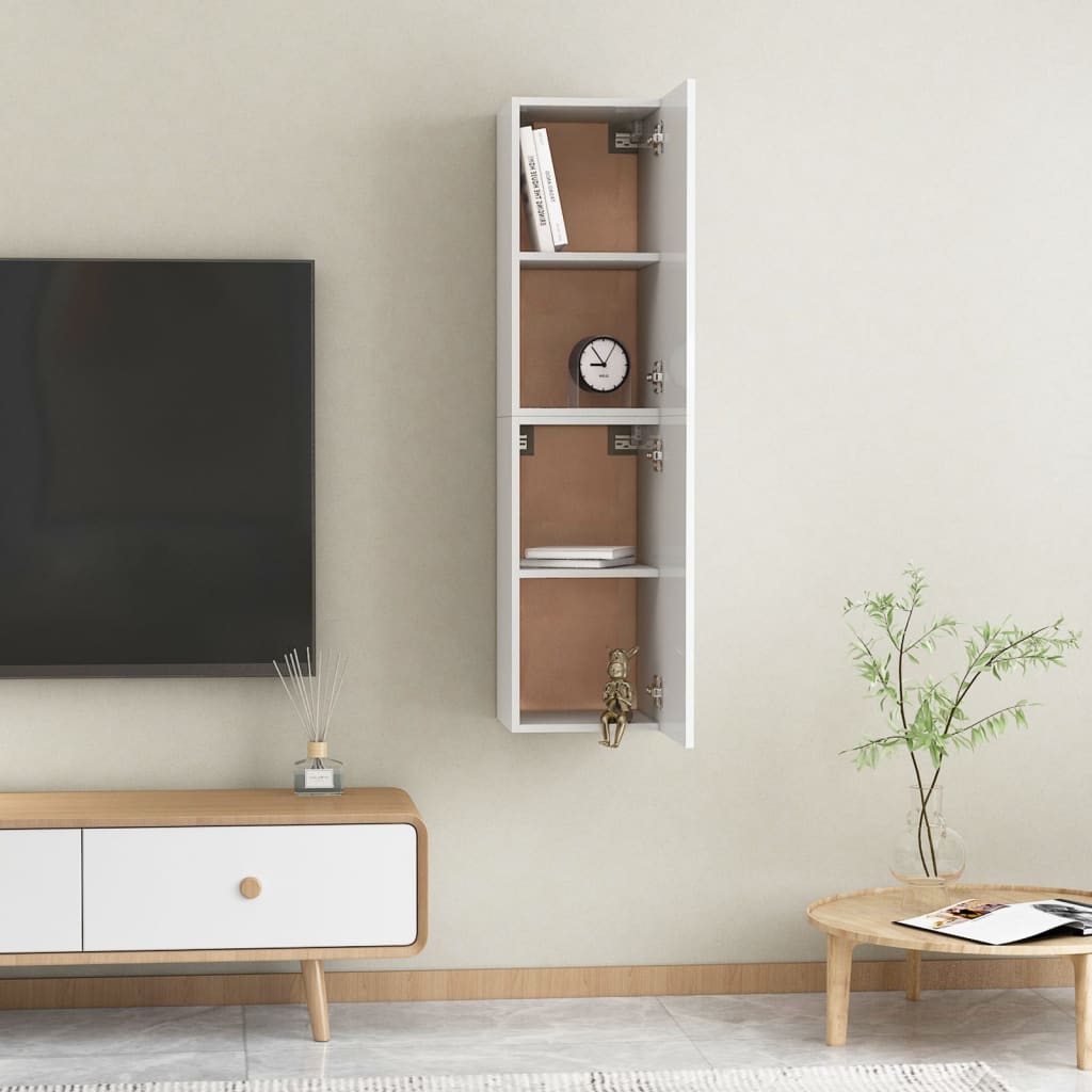 vidaXL Tv-meubelen 2 st 30,5x30x60 cm spaanplaat hoogglans wit