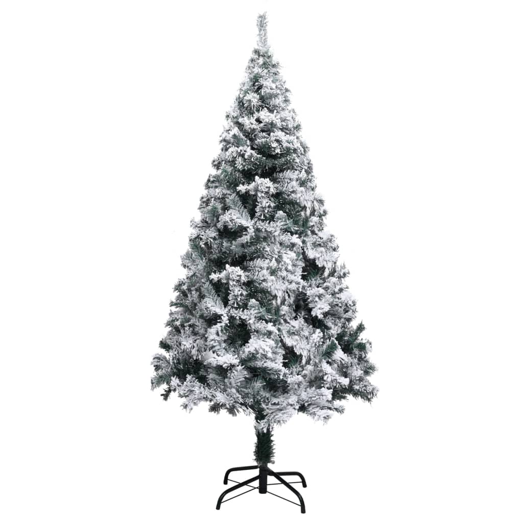 vidaXL Kunstkerstboom met 150 LED met standaard Groen 185 cm PVC, Art Deco, Kegelvormige, Opvouwbare, Draagbare Kerstboom, Duurzaam PVC, LED Verlichting, Warm Wit, Binnen, Tuin Decor