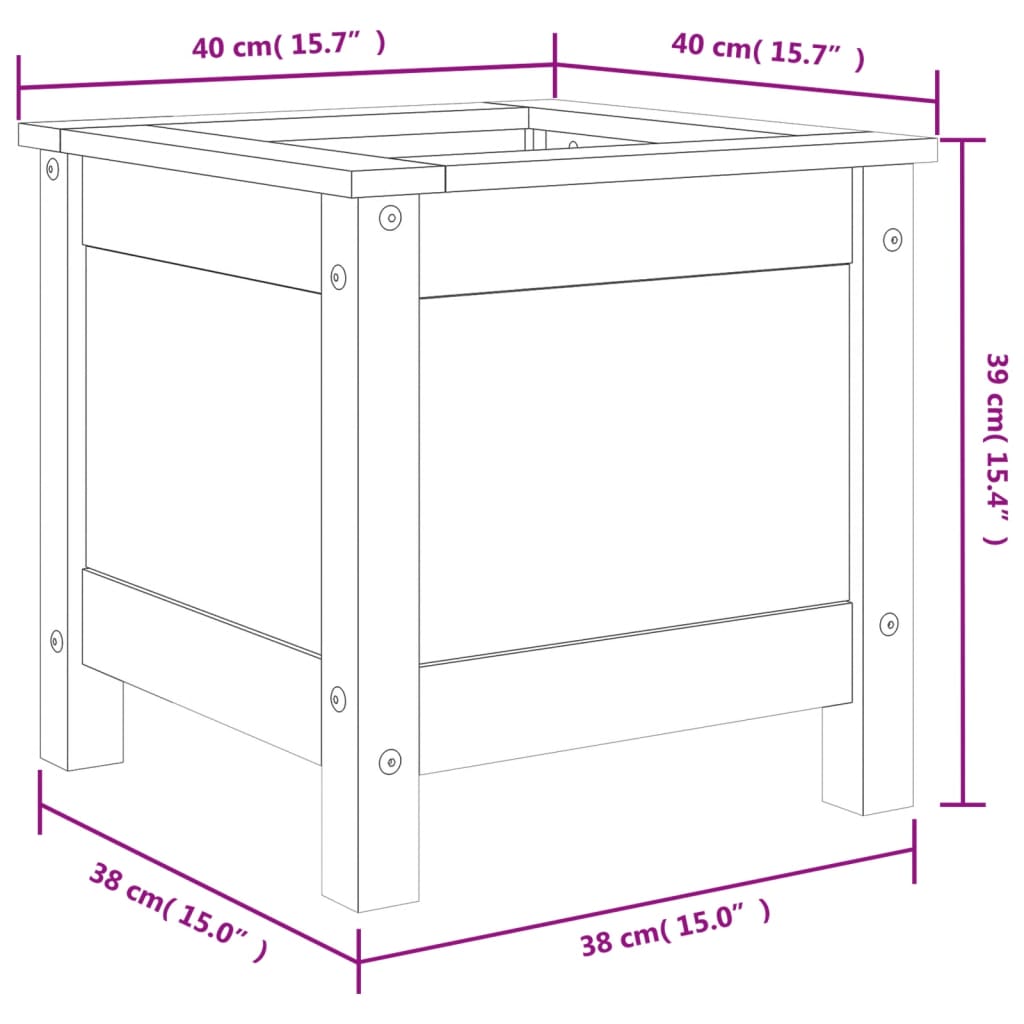 vidaXL Plantenbak 40x40x39 cm massief grenenhout wit