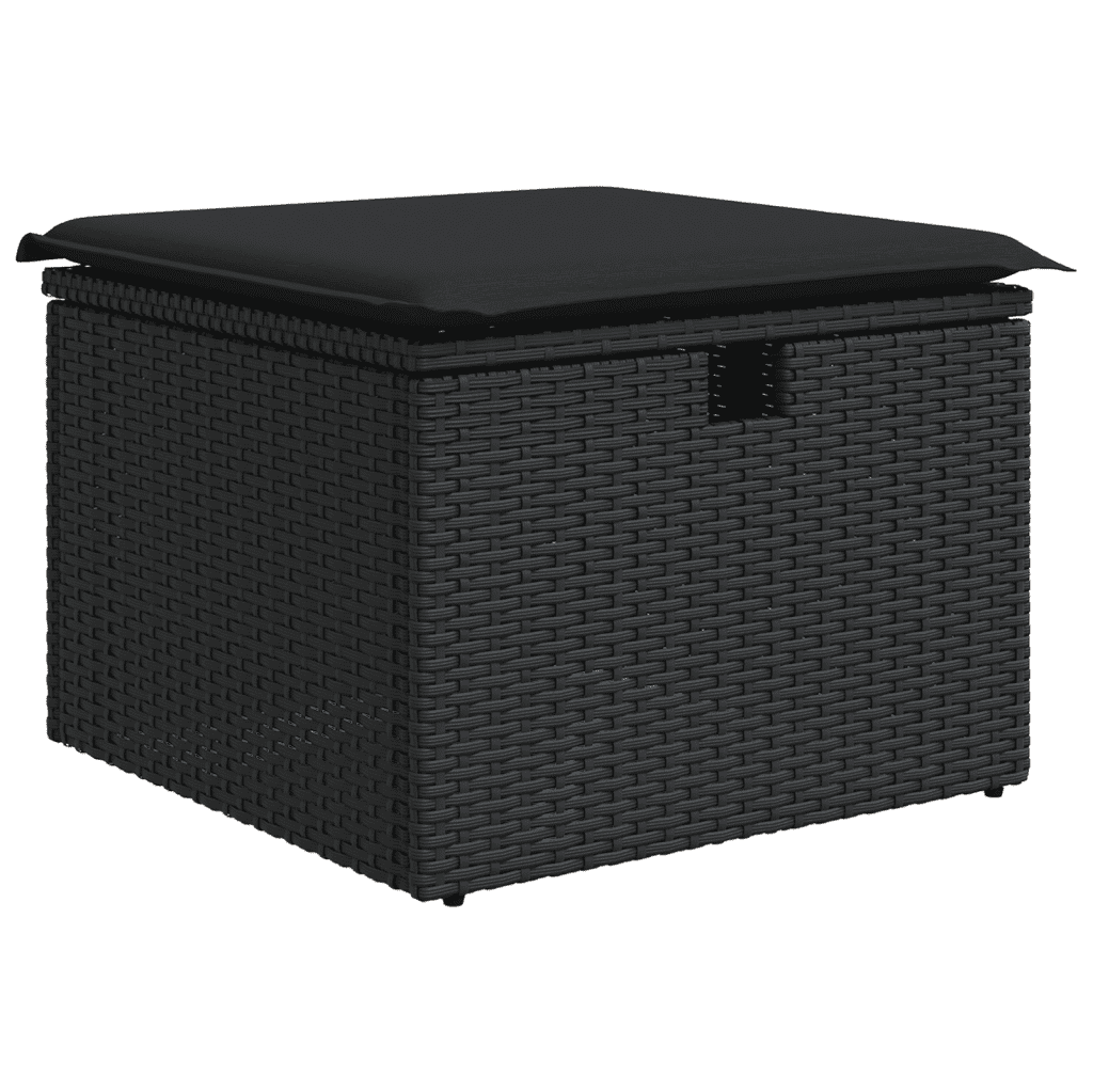 vidaXL 7-delige Loungeset met kussens poly rattan zwart