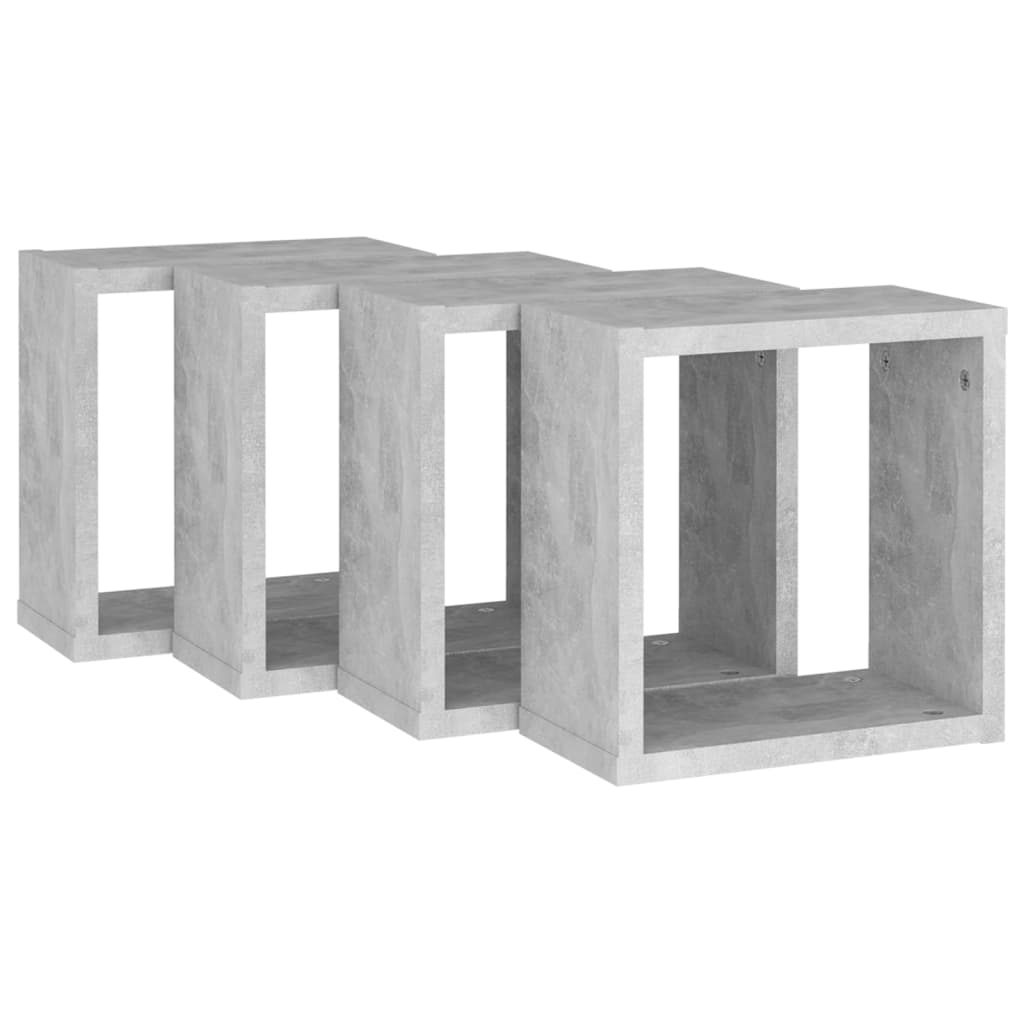 vidaXL Wandschappen kubus 4 st 30x15x30 cm betongrijs