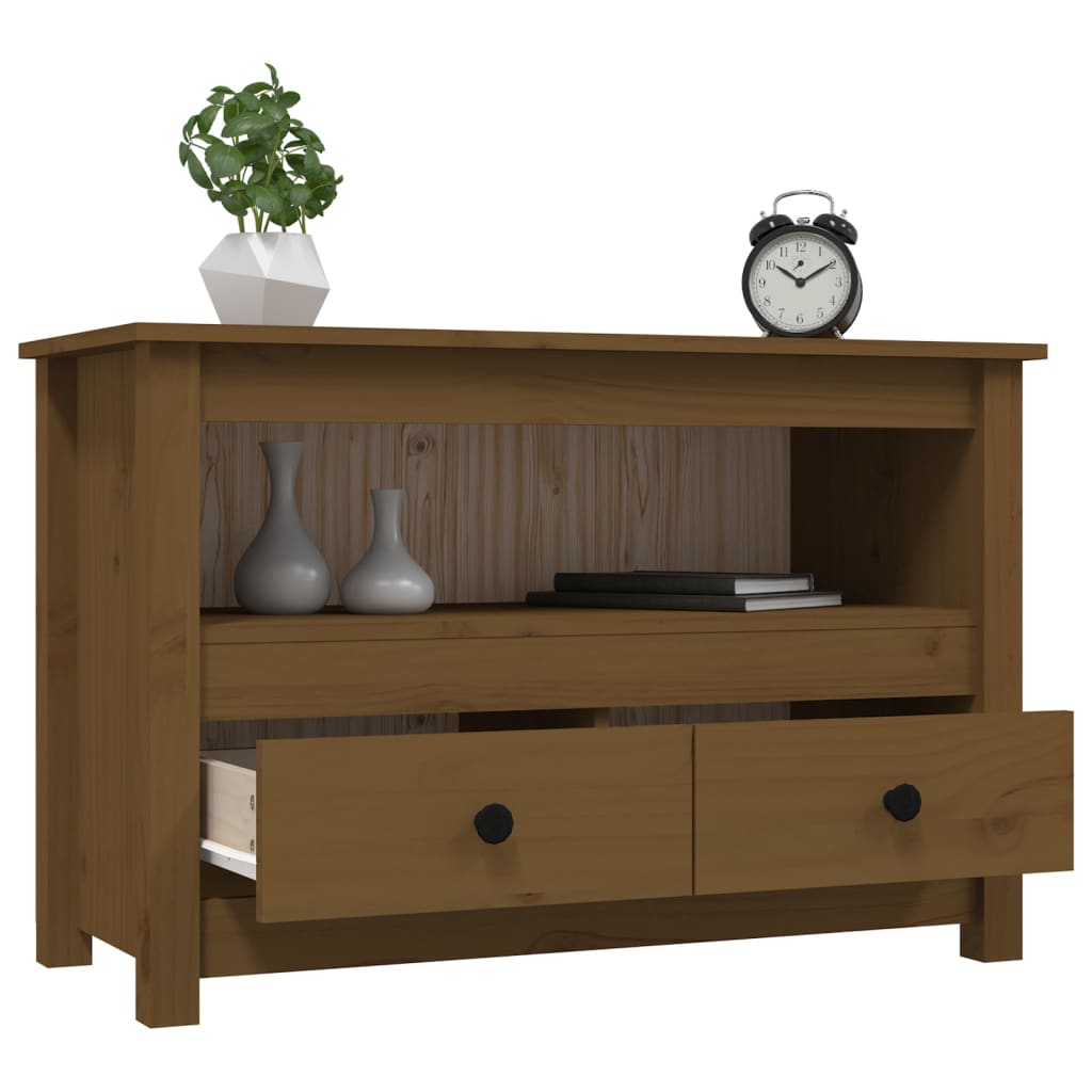 vidaXL Tv-meubel 79x35x52 cm massief grenenhout honingbruin