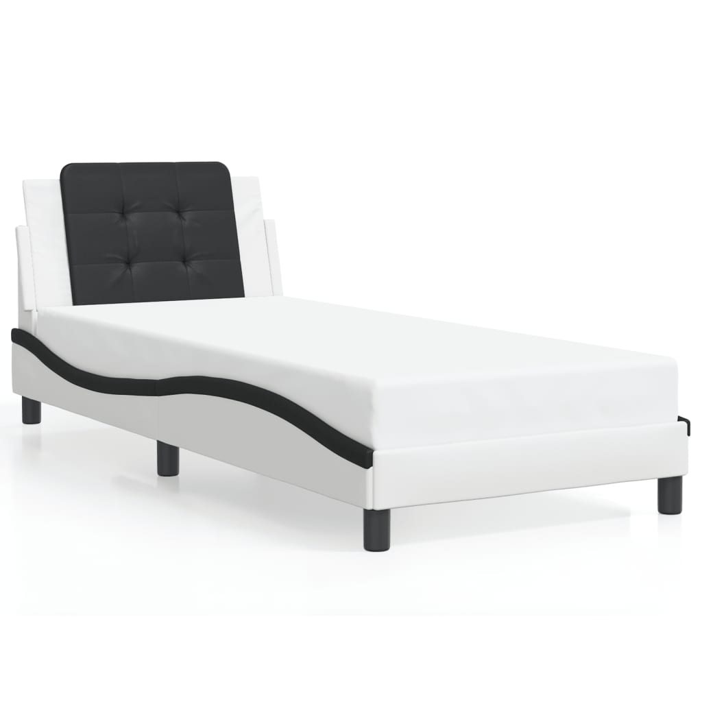 vidaXL Bedframe met hoofdbord kunstleer wit en zwart 80x200 cm