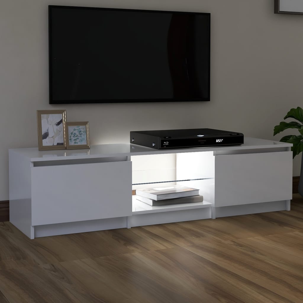vidaXL Tv-meubel met LED-verlichting 140x40x35,5 cm hoogglans wit