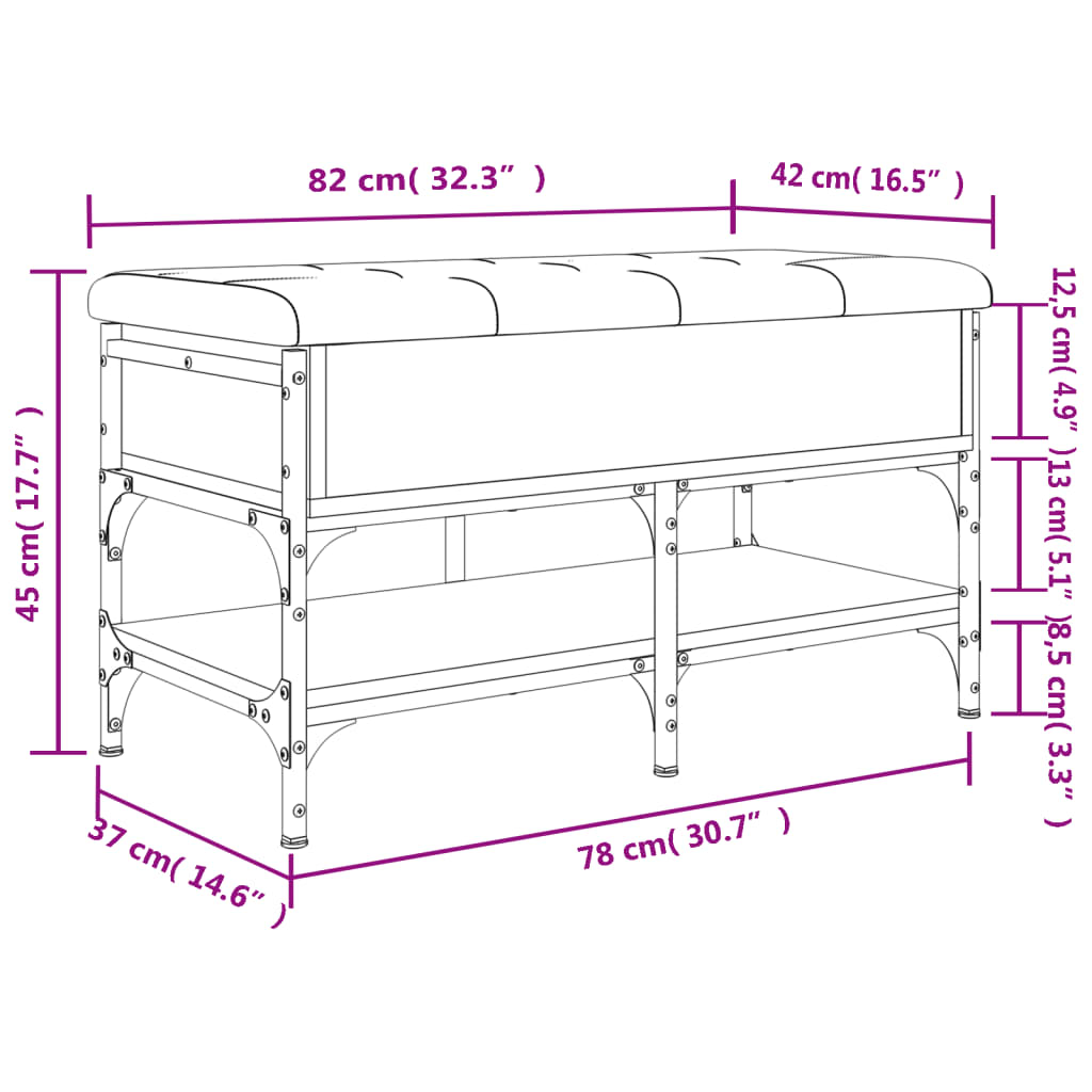 vidaXL Schoenenbank 82x42x45 cm bewerkt hout sonoma eikenkleurig