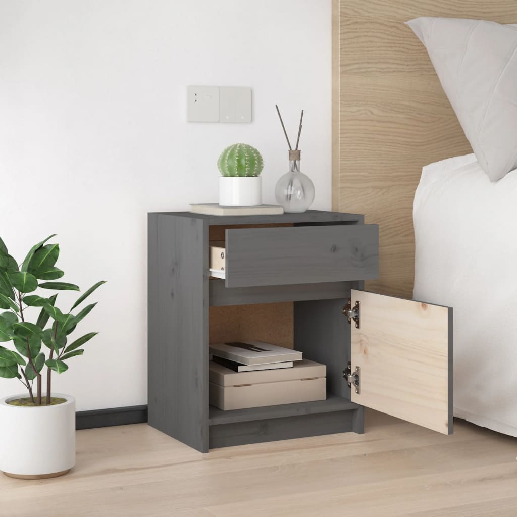 vidaXL Nachtkastjes 2 st 40x31x50 cm massief grenenhout grijs