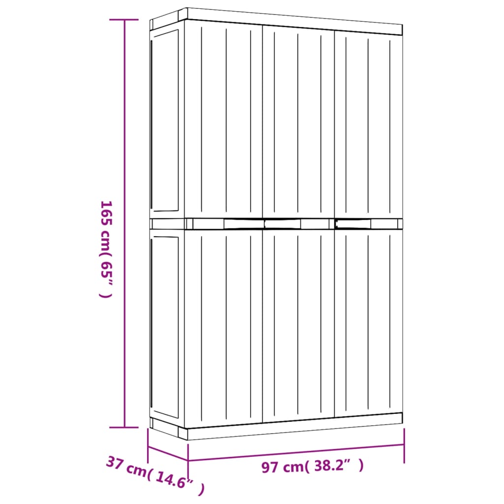 vidaXL Tuinkast 97x37x165 cm polypropeen grijs en zwart