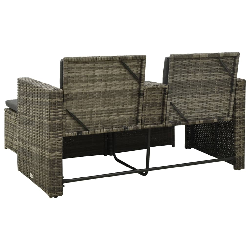 vidaXL 3-delige Loungeset met kussens poly rattan grijs