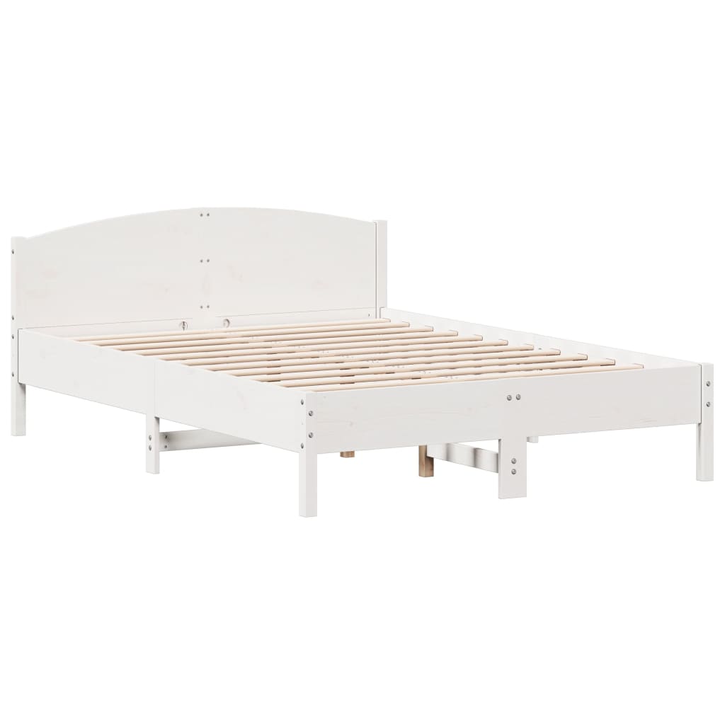 vidaXL Bedframe met hoofdbord massief grenenhout wit 150x200 cm
