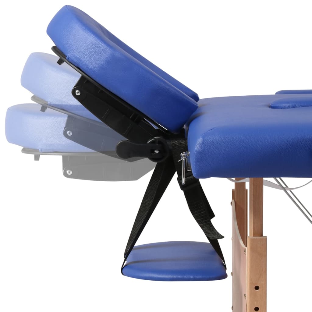 vidaXL Inklapbare massagetafel 2 zones met houten frame (blauw)