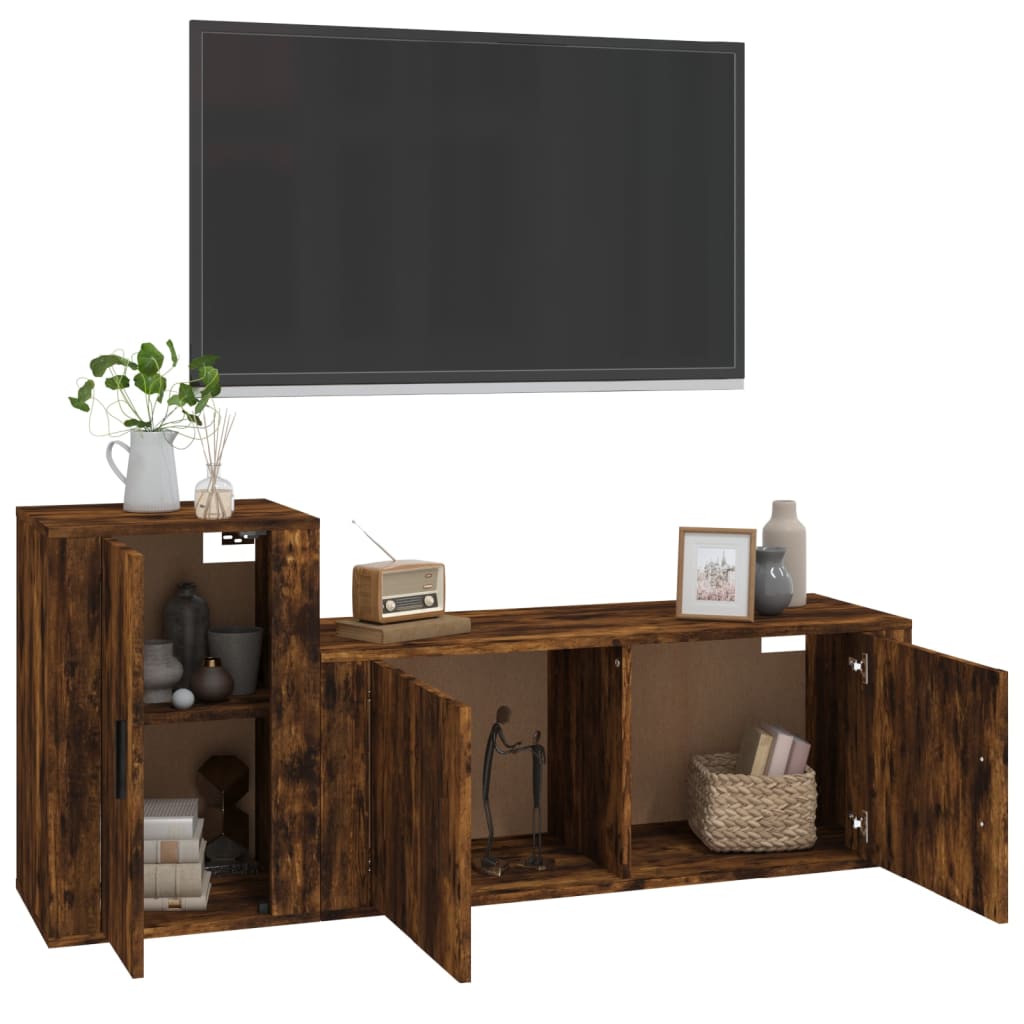 vidaXL 2-delige Tv-meubelset bewerkt hout gerookt eikenkleurig