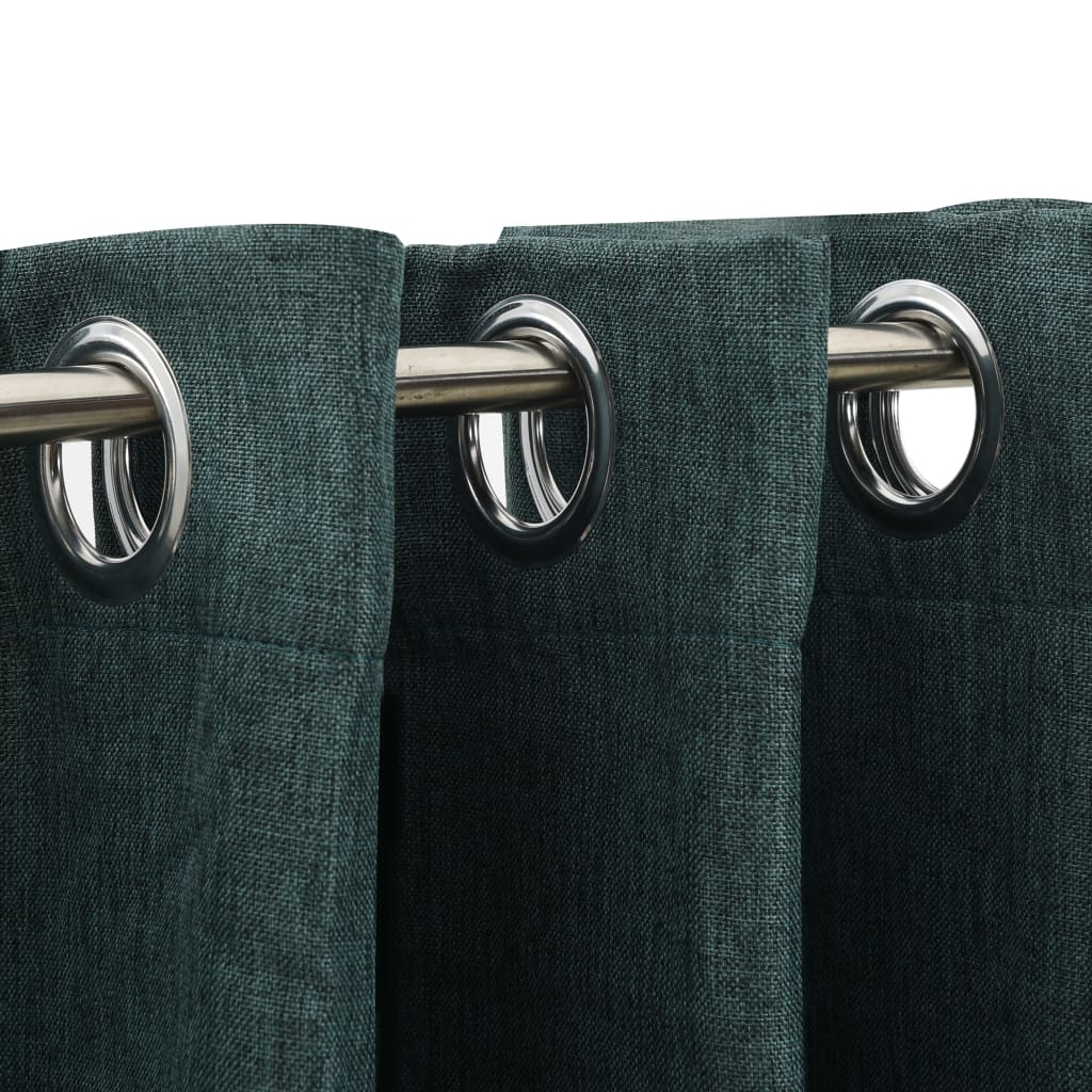 vidaXL Gordijn linnen-look verduisterend met ogen 290x245 cm groen