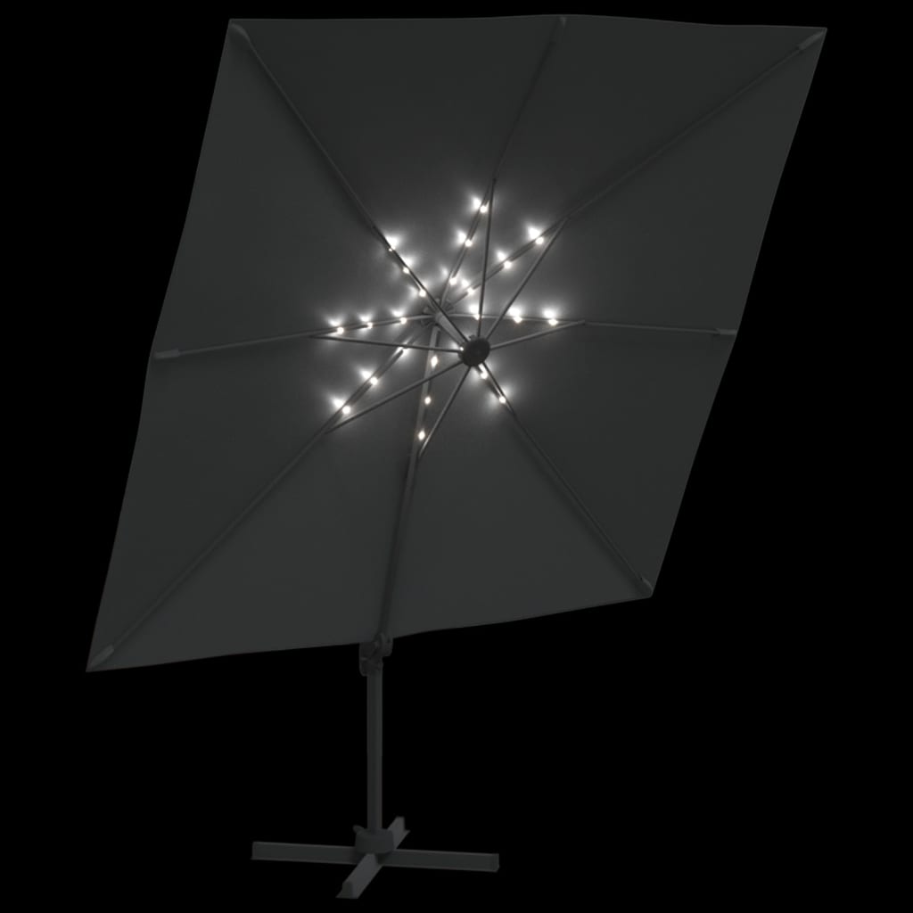 vidaXL Zweefparasol met LED-verlichting 400x300 cm antracietkleurig