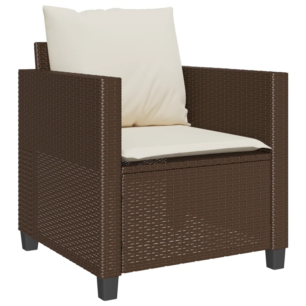 vidaXL 3-delige Bistroset met kussens poly rattan bruin