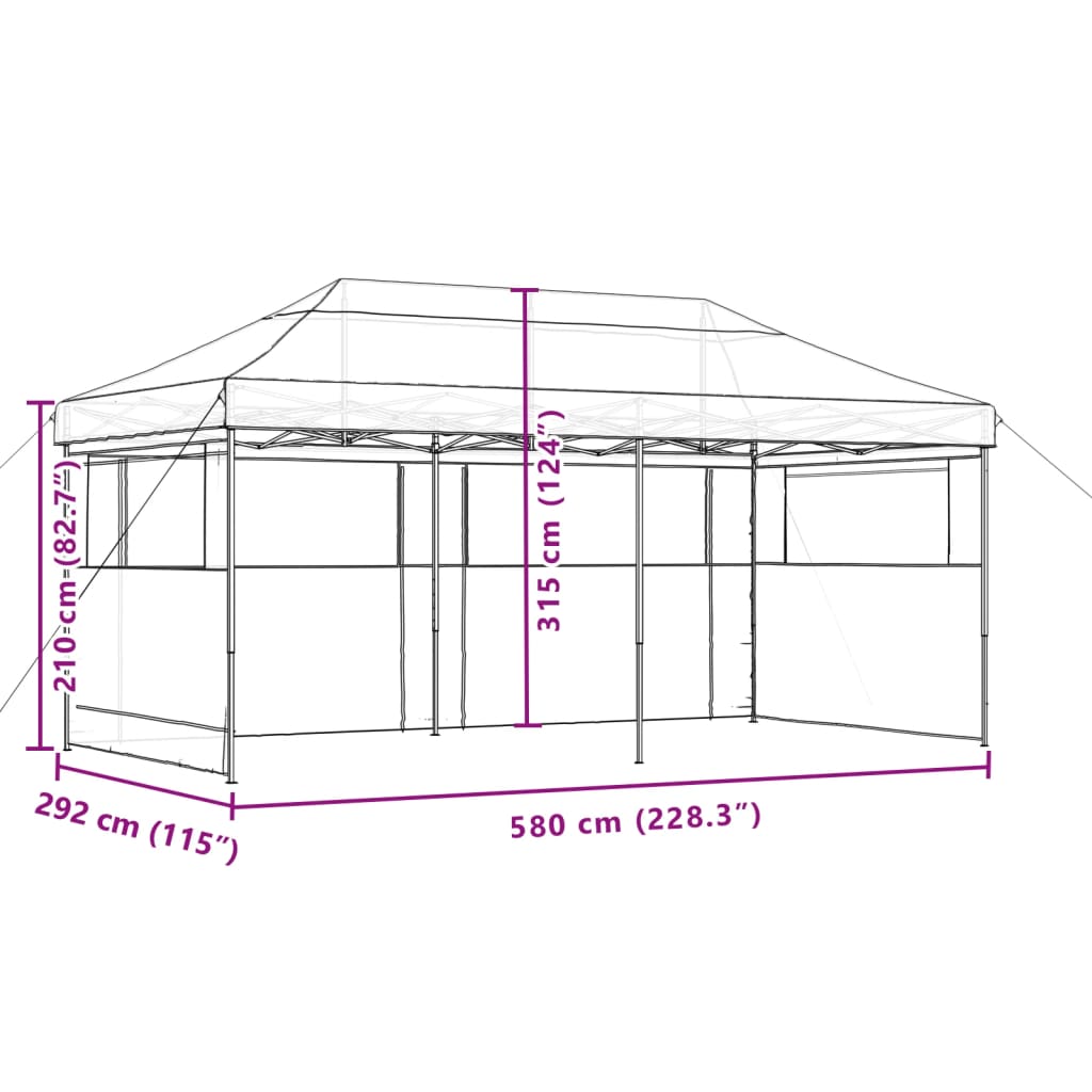 vidaXL Partytent inklapbaar pop-up met 3 zijwanden groen