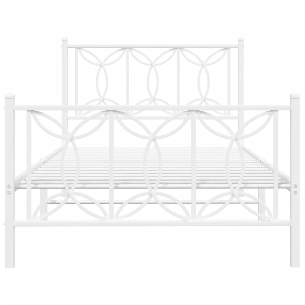 vidaXL Bedframe met hoofd- en voeteneinde metaal wit 100x200 cm