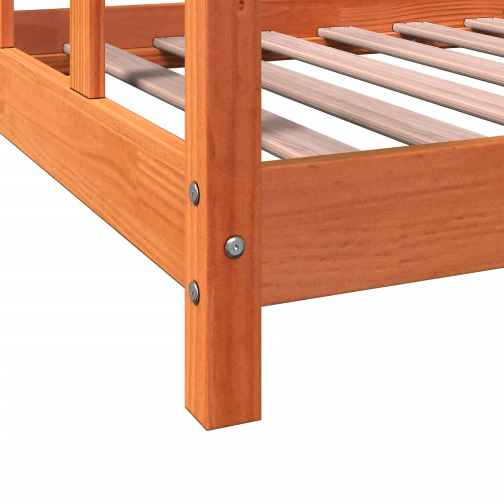 vidaXL Kinderbedframe massief grenenhout wasbruin 90x190 cm