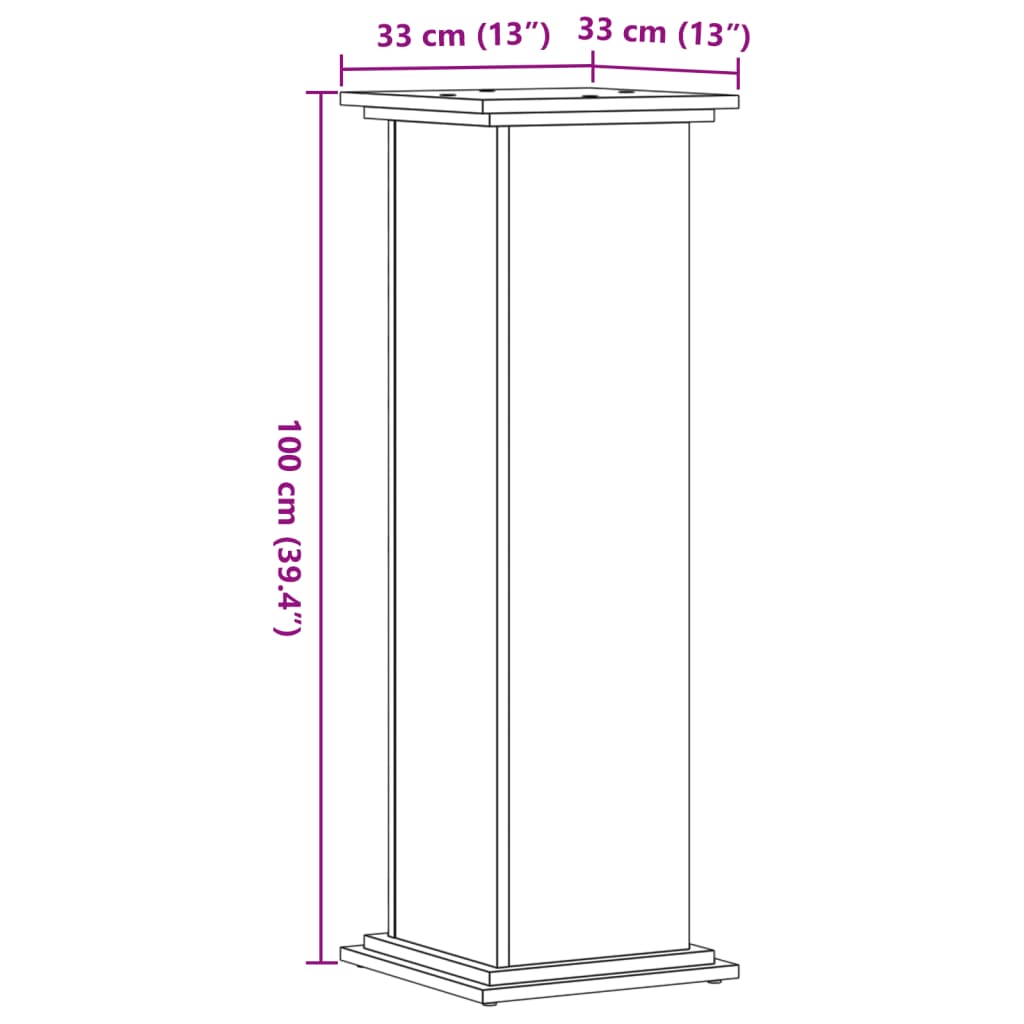 vidaXL Plantenstandaard 33x33x100 cm bewerkt hout betongrijs