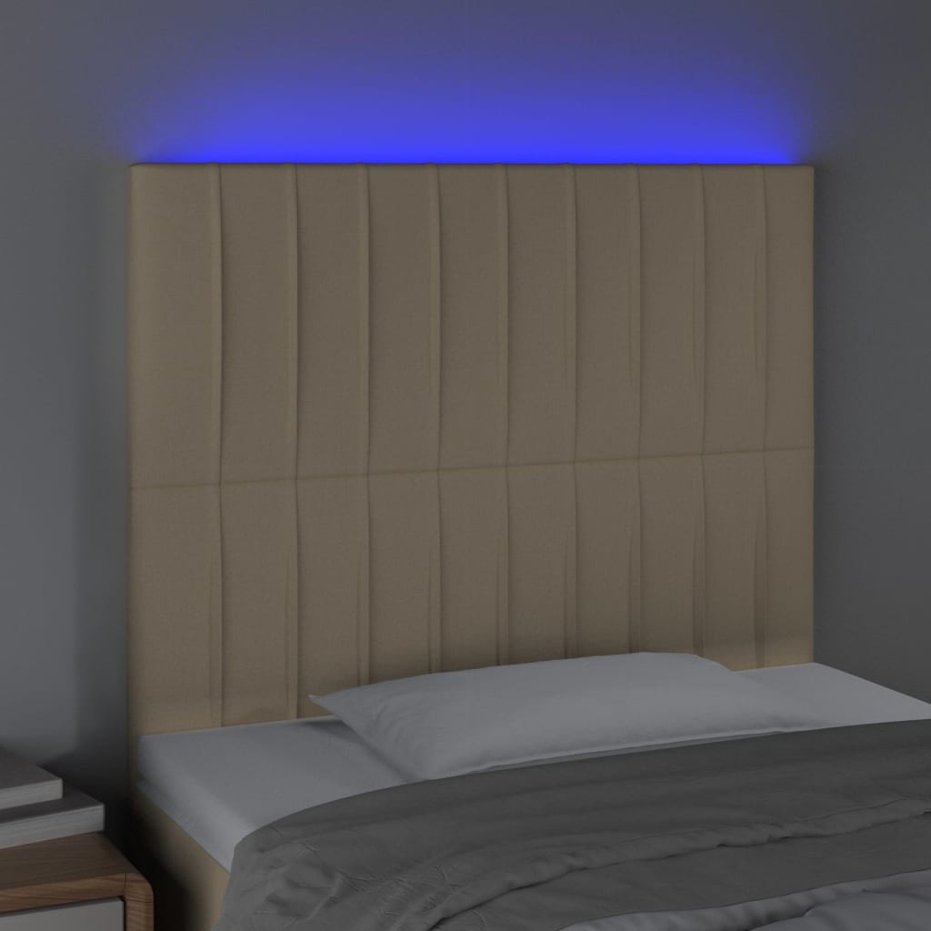 vidaXL Hoofdbord LED 100x5x118/128 cm stof crèmekleurig