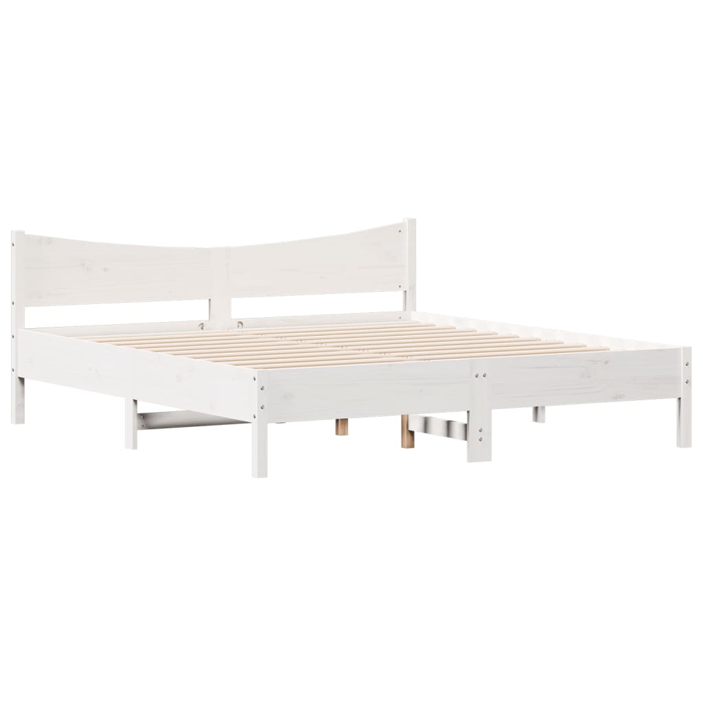 vidaXL Bedframe met hoofdbord massief grenenhout wit 180x200 cm