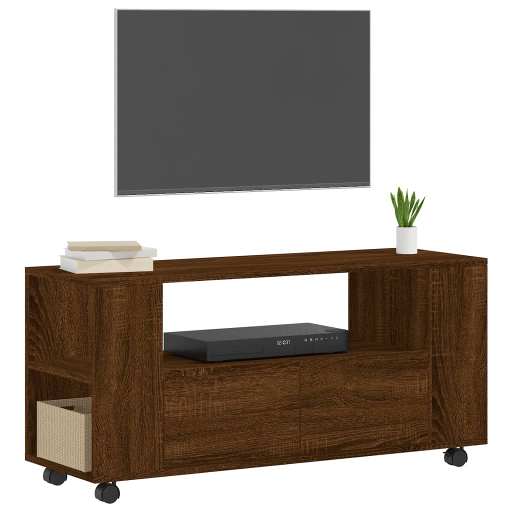 vidaXL Tv-meubel 102x34,5x43 cm bewerkt hout bruin eikenkleur