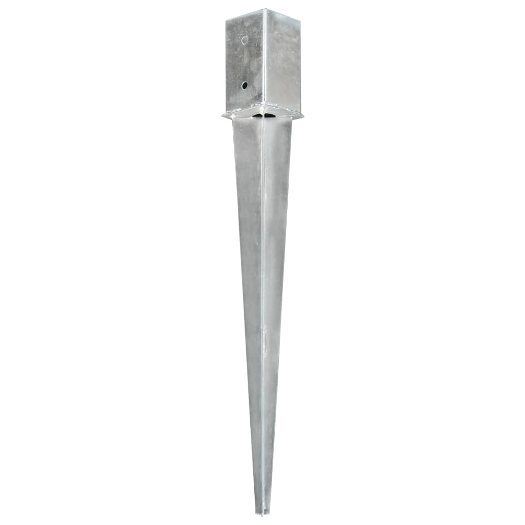 vidaXL Grondpinnen 2 st 8x8x76 cm gegalvaniseerd staal zilverkleurig