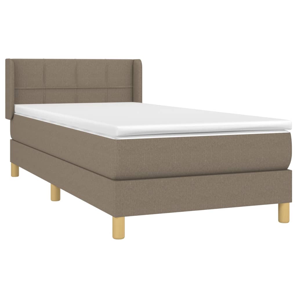 vidaXL Boxspring met matras stof taupe 90x200 cm