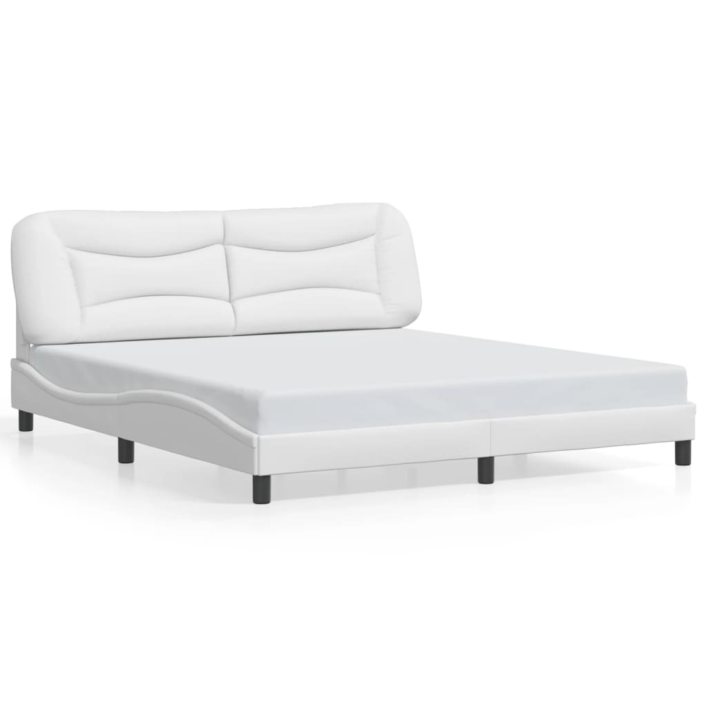 vidaXL Bedframe met hoofdbord kunstleer wit 180x200 cm