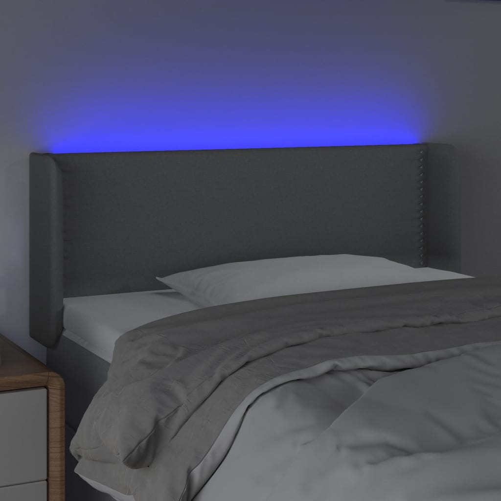 vidaXL Hoofdbord LED 93x16x78/88 cm stof lichtgrijs