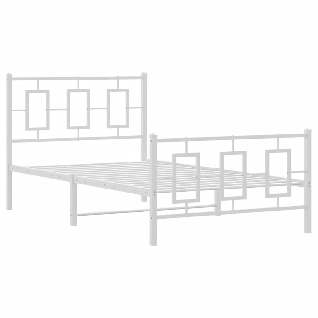 vidaXL Bedframe met hoofd- en voeteneinde metaal wit 100x200 cm