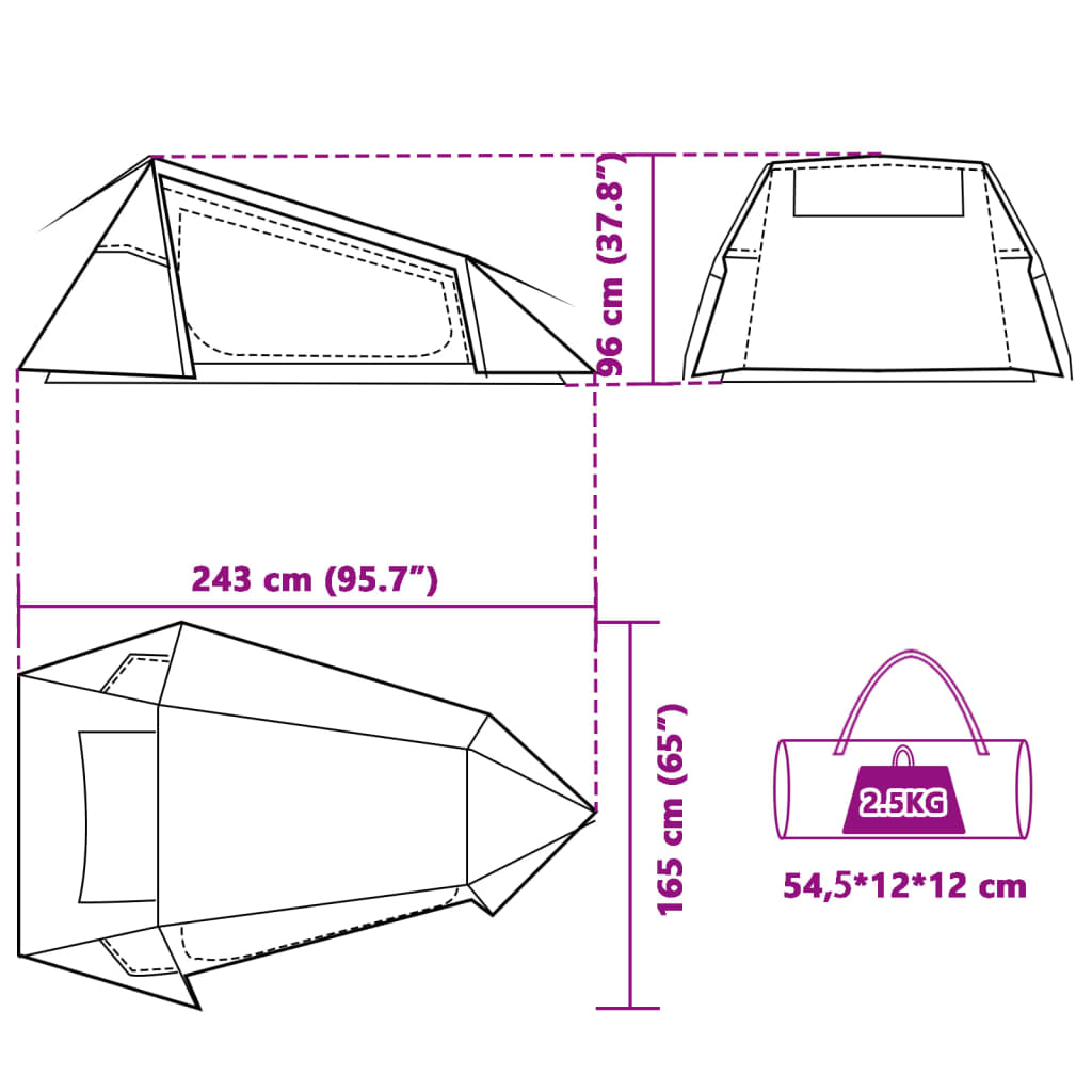 vidaXL Tunneltent 2-persoons waterdicht blauw