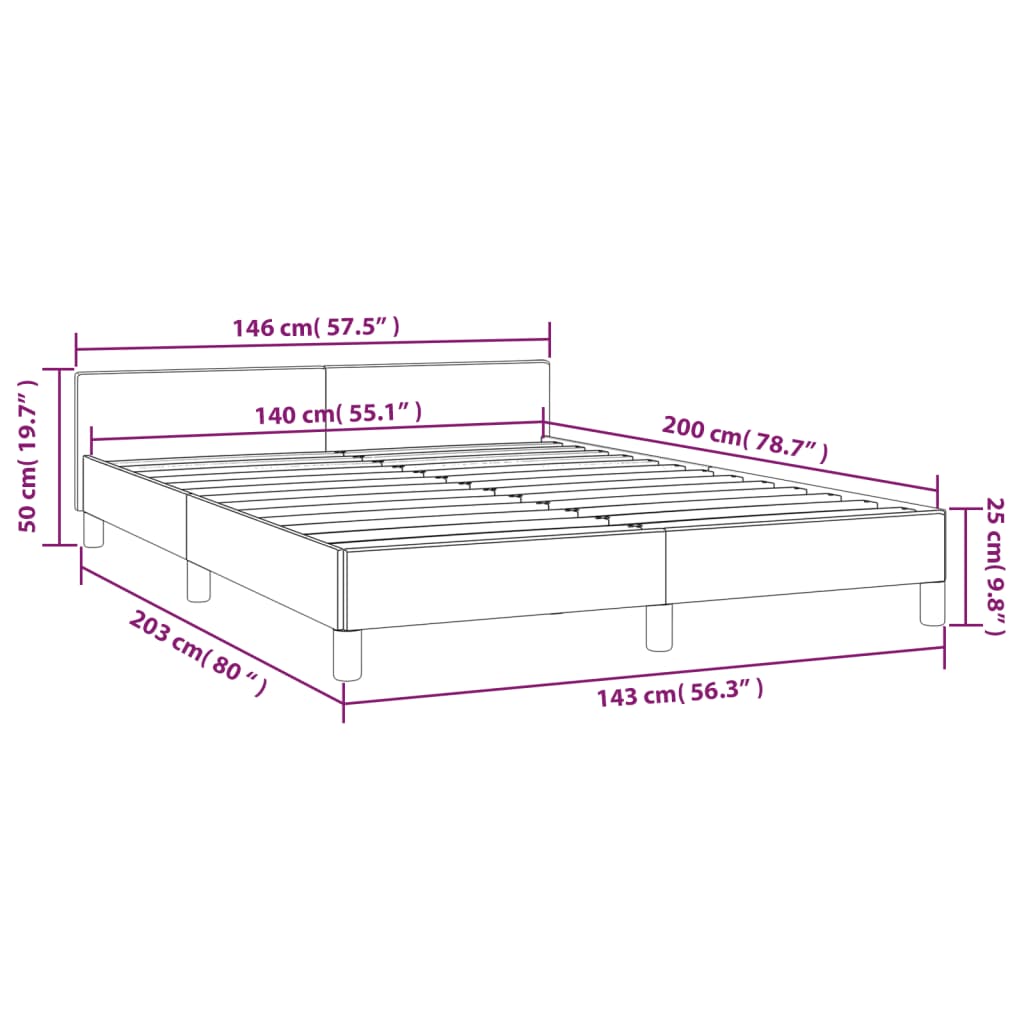 vidaXL Bedframe zonder matras stof donkergrijs 140x200 cm