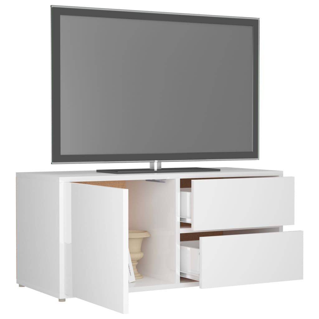 vidaXL Tv-meubel 80x34x36 cm bewerkt hout hoogglans wit