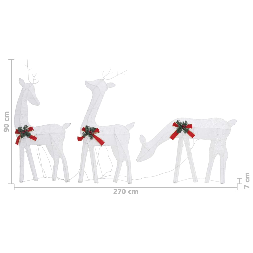 vidaXL Rendierfamilie Kerstmis koudwit 270x7x90 cm mesh wit